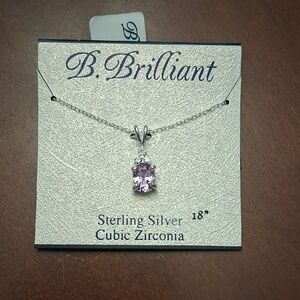 Sterling Silver Necklace with Lavender Cubic Zirconia